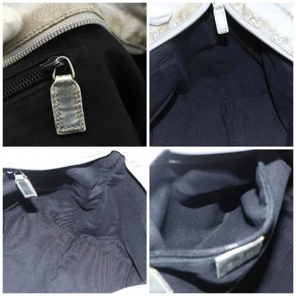 GUCCI GG Canvas Sherry Line Hand Bag Silver